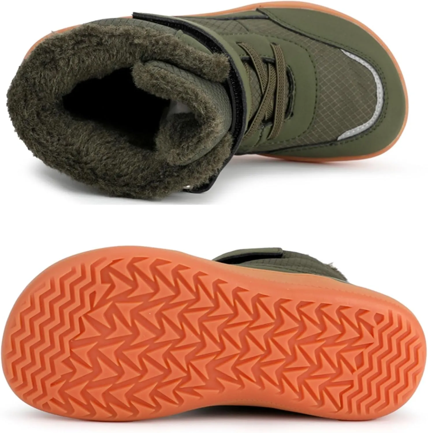Boys Girls Barefoot Winter Boots With Wide Toe Box Slip Drop Sole Ankle Winter Snow Boots For Boys Youth Casual Boots