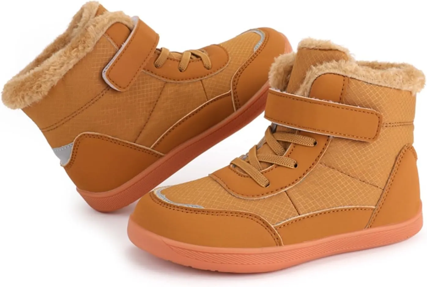 Boys Girls Barefoot Winter Boots With Wide Toe Box Slip Drop Sole Ankle Winter Snow Boots For Boys Youth Casual Boots