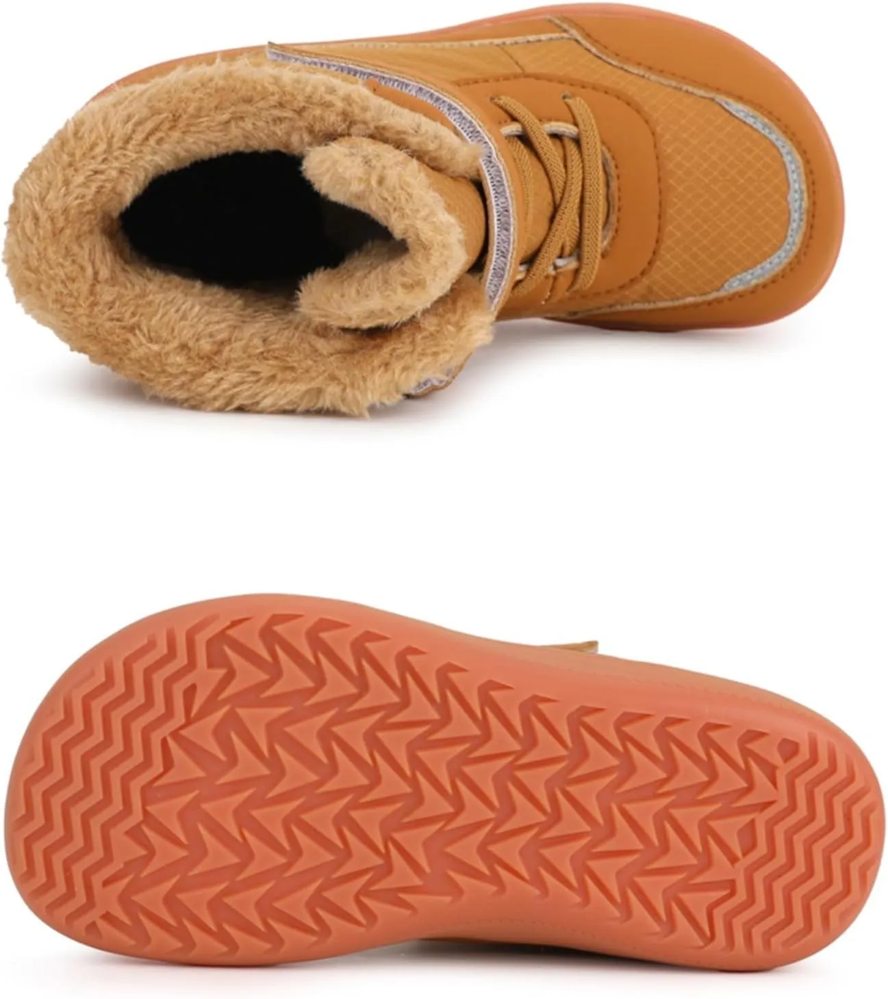 Boys Girls Barefoot Winter Boots With Wide Toe Box Slip Drop Sole Ankle Winter Snow Boots For Boys Youth Casual Boots