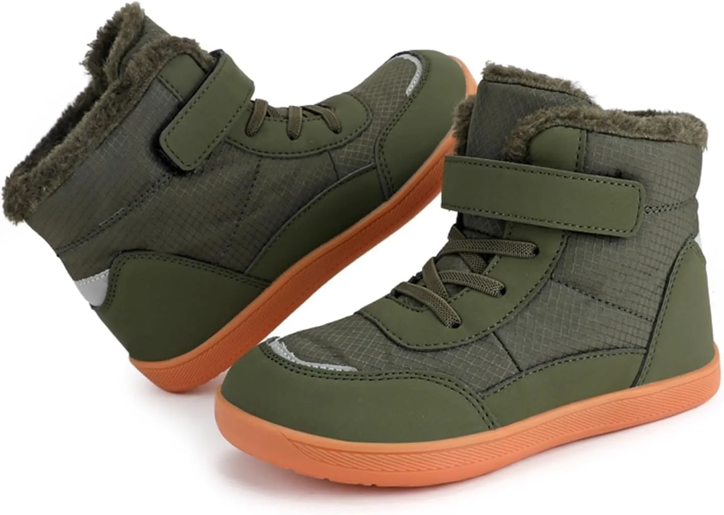 Boys Girls Barefoot Winter Boots With Wide Toe Box Slip Drop Sole Ankle Winter Snow Boots For Boys Youth Casual Boots