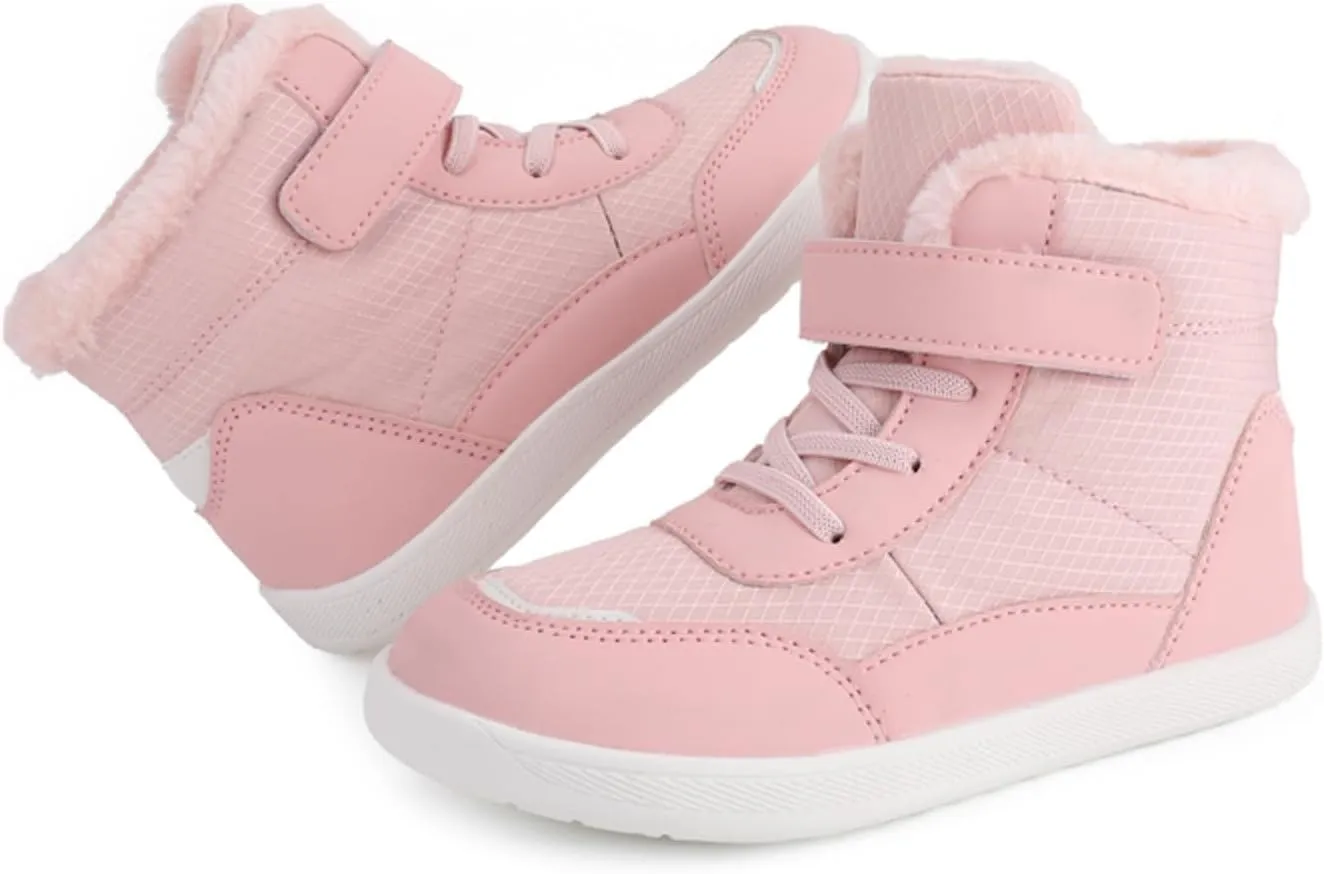 Boys Girls Barefoot Winter Boots With Wide Toe Box Slip Drop Sole Ankle Winter Snow Boots Little Boy Rain Boots Size 6