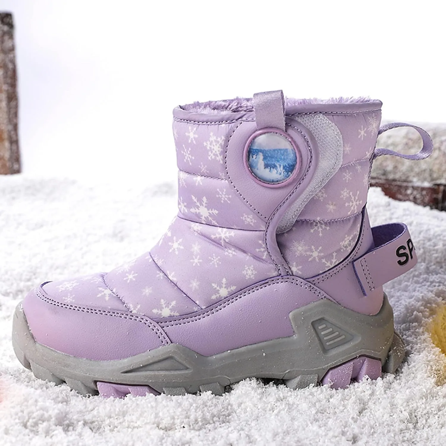 Boys Girls Snow Boots Lightweight Slip Resistan Mid Calf Winter Shoes For Little/Big Kid Snow Boots For Kids Size 14