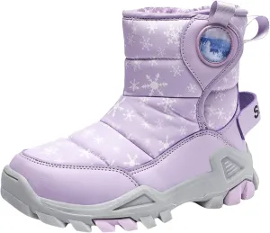 Boys Girls Snow Boots Lightweight Slip Resistan Mid Calf Winter Shoes For Little/Big Kid Snow Boots For Kids Size 14