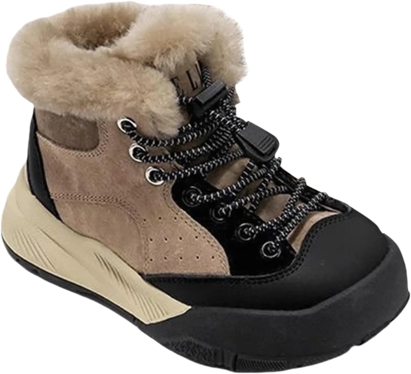 Boys Kids Snow Fuzzy Booties Lace-Up Thick Non Slip Ski Shoes Childrens Ankle Warm Comfy Fashion Shoes Chunky Sole