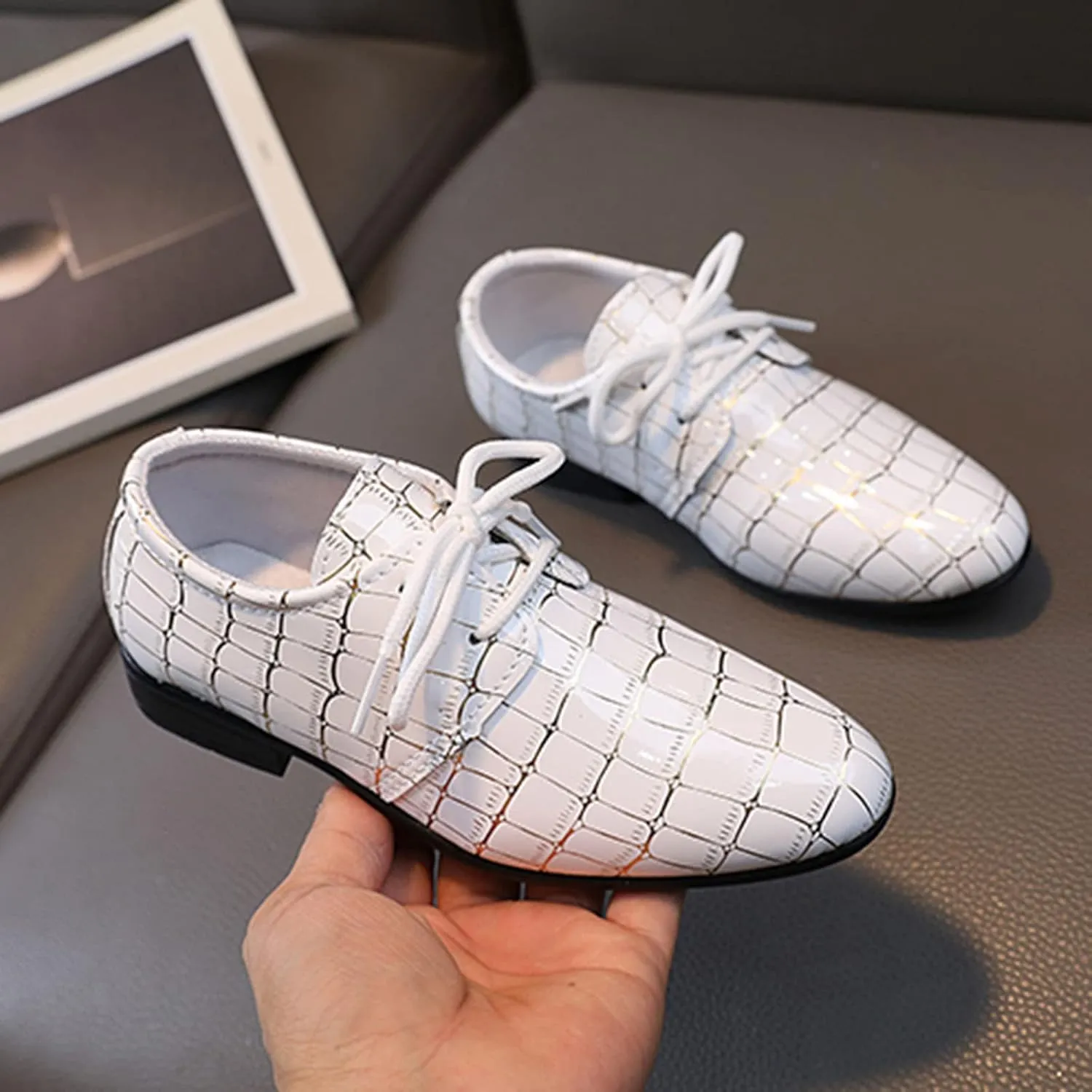 Boys Pointed Toe Dress Shoes Boys Dress Oxford Formal Shoes Toddler Lace Up Loafer Wedding Shoes Boys Leather Shoes