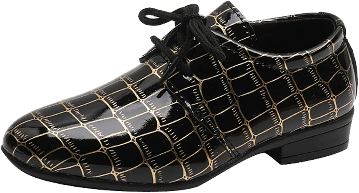 Boys Pointed Toe Dress Shoes Boys Dress Oxford Formal Shoes Toddler Lace Up Loafer Wedding Shoes Boys Leather Shoes