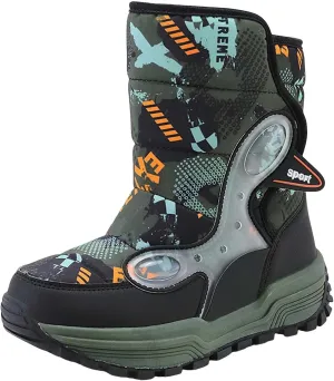 Boys Snow Boots Winter Mid Calf Slip Resistant Cold Weather Shoes Waterproof Winter Shoes Kids (Little Kid/Big Kid)