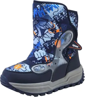 Boys Snow Boots Winter Mid Calf Slip Resistant Cold Weather Shoes Waterproof Winter Shoes Kids (Little Kid/Big Kid)