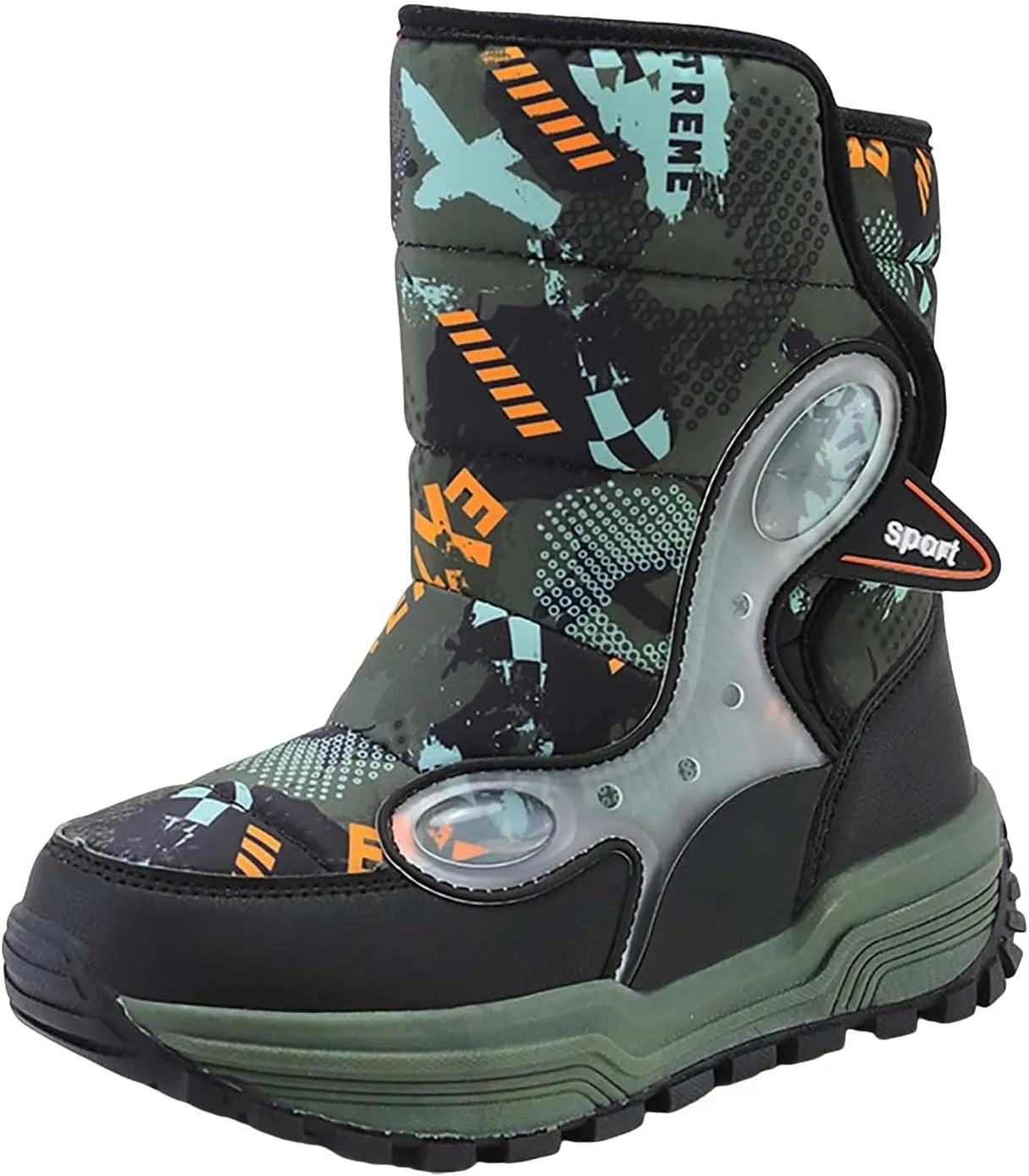 Boys Snow Boots Winter Mid Calf Slip Resistant Cold Weather Shoes Waterproof Winter Shoes Kids (Little Kid/Big Kid)