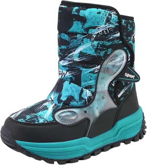 Boys Snow Boots Winter Mid Calf Slip Resistant Cold Weather Shoes Waterproof Winter Shoes Kids (Little Kid/Big Kid)