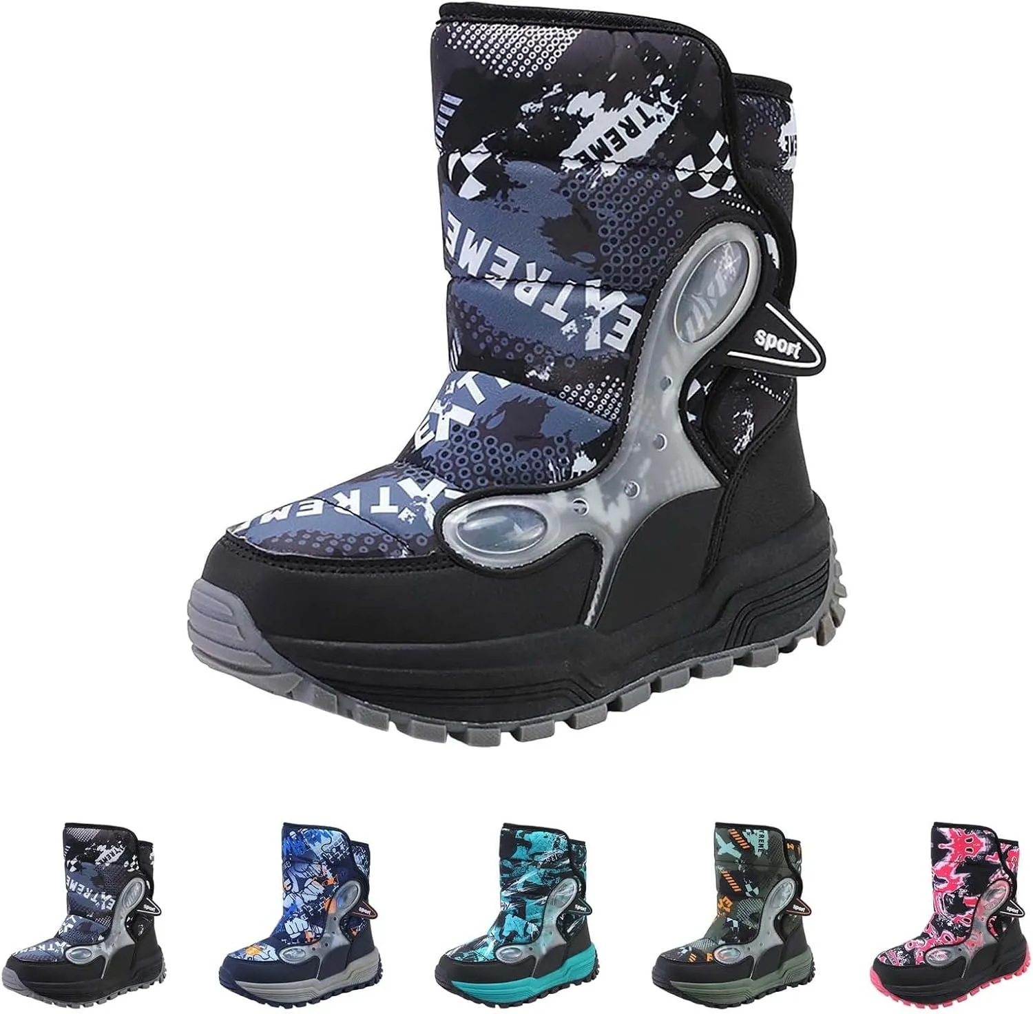 Boys Snow Boots Winter Mid Calf Slip Resistant Cold Weather Shoes Waterproof Winter Shoes Kids (Little Kid/Big Kid)