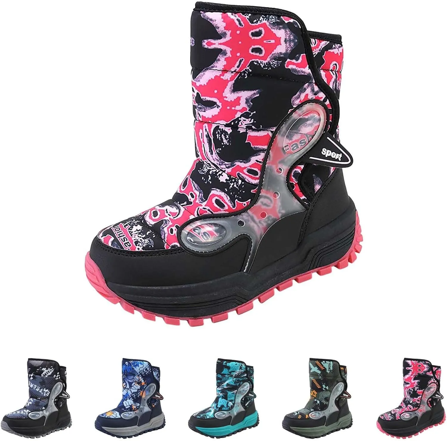 Boys Snow Boots Winter Mid Calf Slip Resistant Cold Weather Shoes Waterproof Winter Shoes Kids (Little Kid/Big Kid)