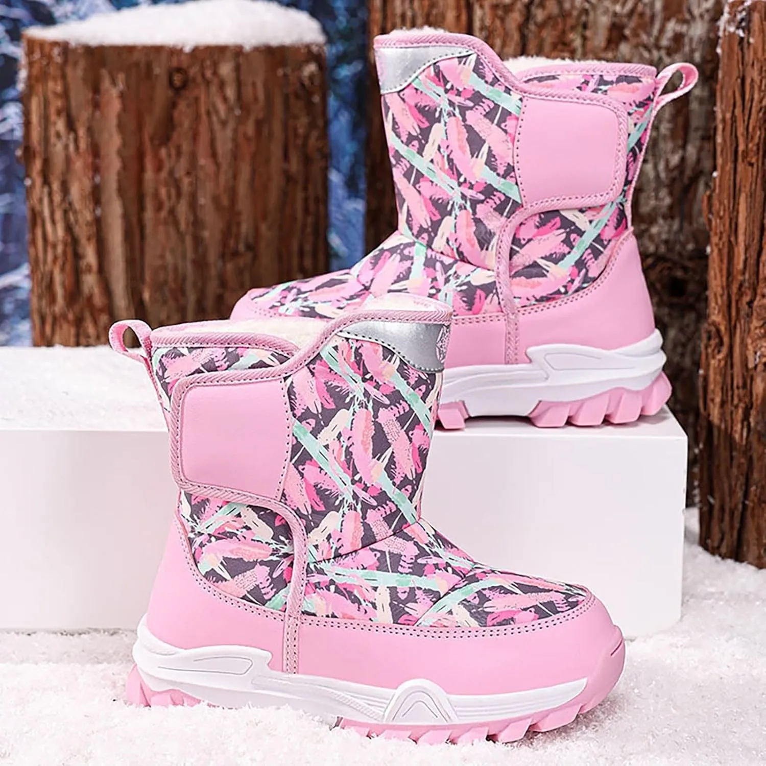 Boys Toddler Snow Boots Waterproof Resistant Winter Shoes Girls Fuzzy Boots Size 13.5 Waterproof Toddler Shoes