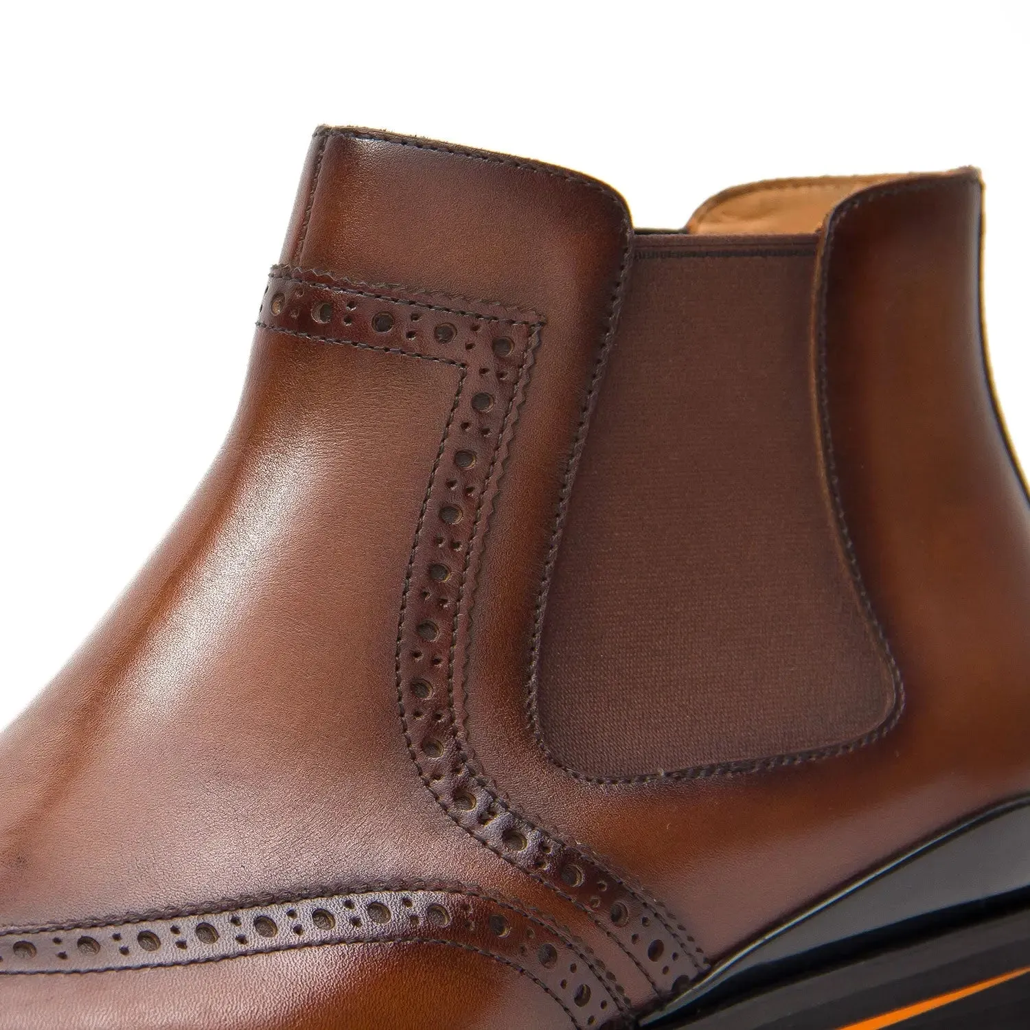 Brogue Thick-Soled Chelsea Boot 2891 Coffee
