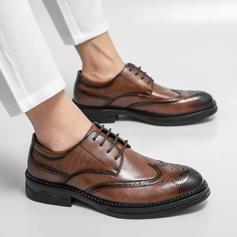 Business Formal Leather Shoes Oxford Dress Shoes for Men Men's Shiny Leather Shoes British Style Thick-Soled Casual Trendy Shoes Men's Shoes