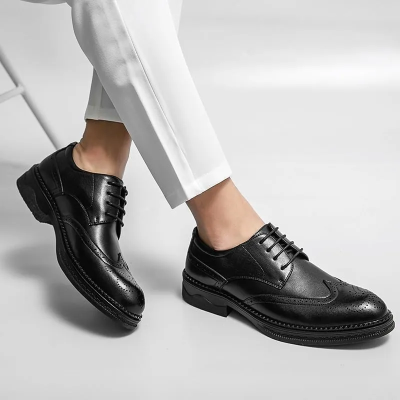 Business Formal Leather Shoes Oxford Dress Shoes for Men Men's Shiny Leather Shoes British Style Thick-Soled Casual Trendy Shoes Men's Shoes