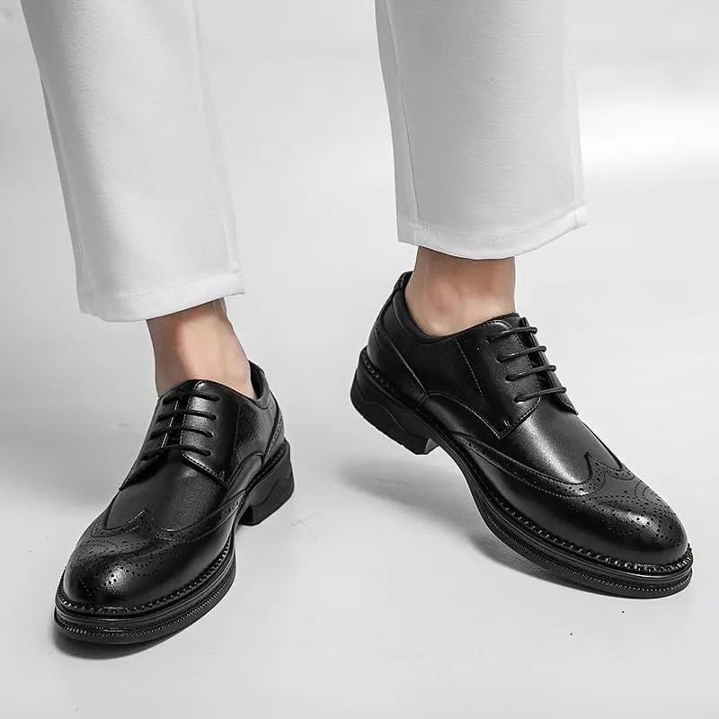 Business Formal Leather Shoes Oxford Dress Shoes for Men Men's Shiny Leather Shoes British Style Thick-Soled Casual Trendy Shoes Men's Shoes