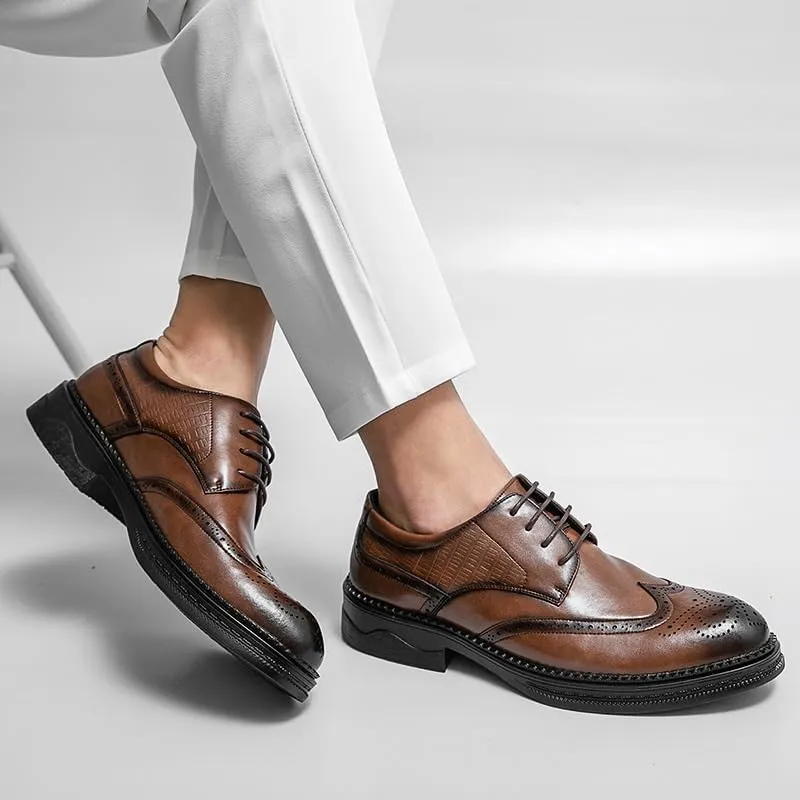 Business Formal Leather Shoes Oxford Dress Shoes for Men Men's Shiny Leather Shoes British Style Thick-Soled Casual Trendy Shoes Men's Shoes
