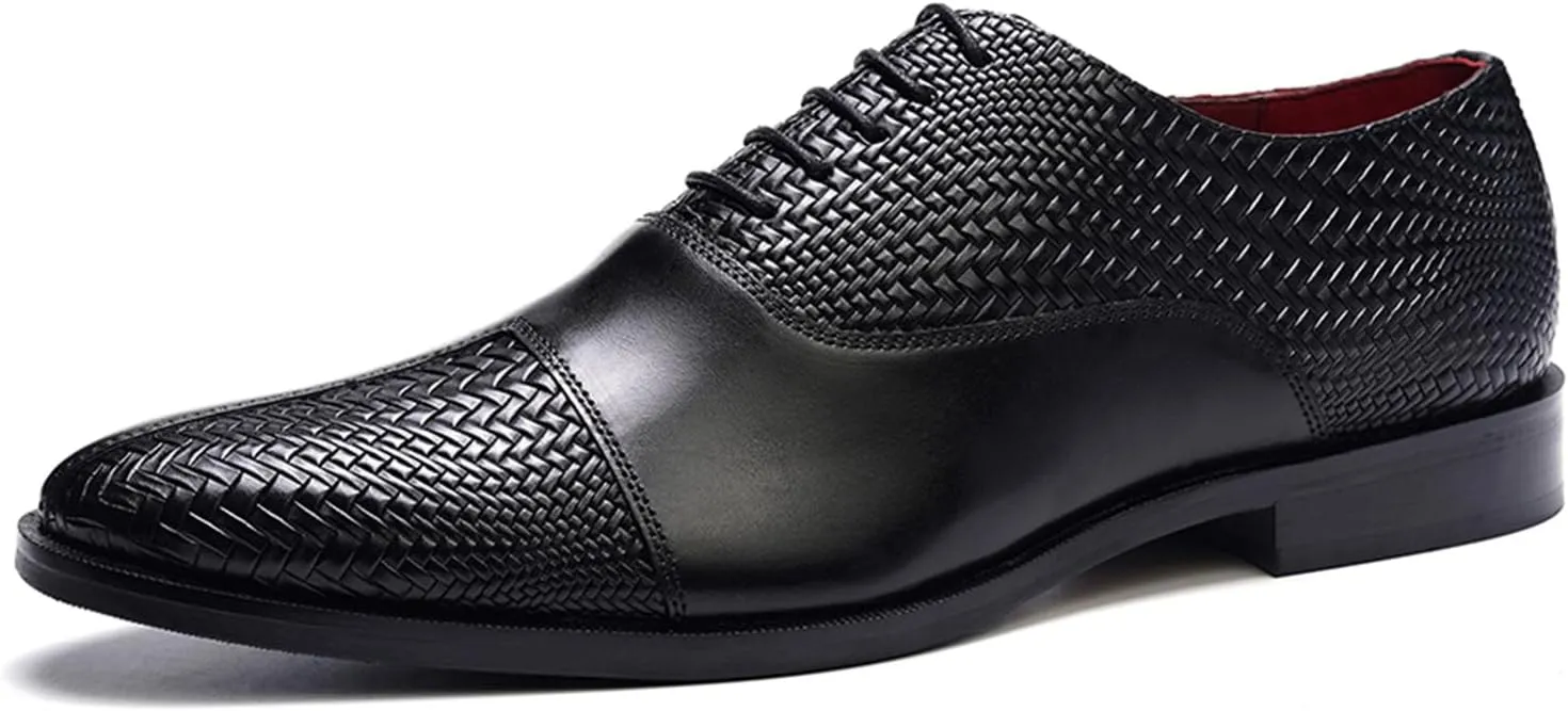 Carlos Santana Arlo Cap-Toe Oxford for Men | Full Grain Calfskin Leather | Slip Resistance | Rubber Outsole | Ortholite Leather Footbed | Full Leather Lining | Waxed Shoe Laces
