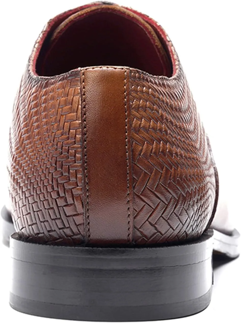 Carlos Santana Arlo Cap-Toe Oxford for Men | Full Grain Calfskin Leather | Slip Resistance | Rubber Outsole | Ortholite Leather Footbed | Full Leather Lining | Waxed Shoe Laces