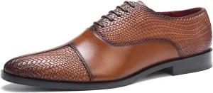 Carlos Santana Arlo Cap-Toe Oxford for Men | Full Grain Calfskin Leather | Slip Resistance | Rubber Outsole | Ortholite Leather Footbed | Full Leather Lining | Waxed Shoe Laces