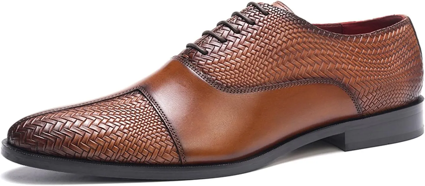 Carlos Santana Arlo Cap-Toe Oxford for Men | Full Grain Calfskin Leather | Slip Resistance | Rubber Outsole | Ortholite Leather Footbed | Full Leather Lining | Waxed Shoe Laces