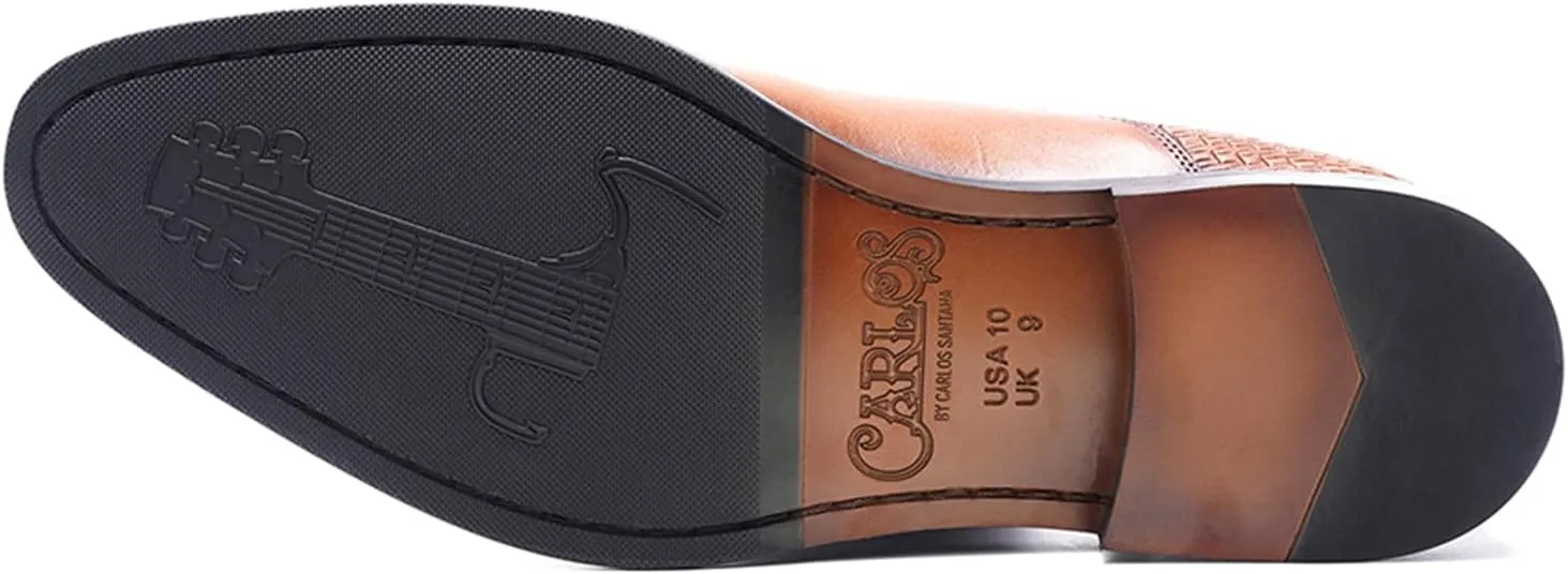 Carlos Santana Arlo Cap-Toe Oxford for Men | Full Grain Calfskin Leather | Slip Resistance | Rubber Outsole | Ortholite Leather Footbed | Full Leather Lining | Waxed Shoe Laces