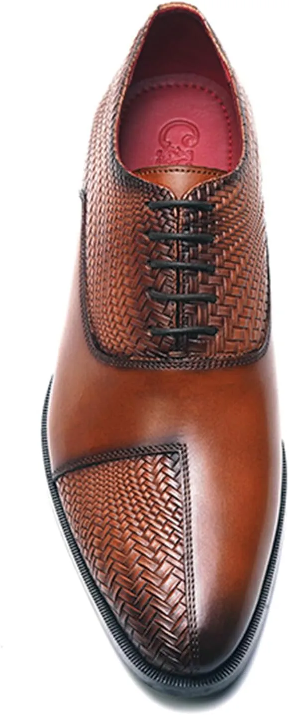 Carlos Santana Arlo Cap-Toe Oxford for Men | Full Grain Calfskin Leather | Slip Resistance | Rubber Outsole | Ortholite Leather Footbed | Full Leather Lining | Waxed Shoe Laces