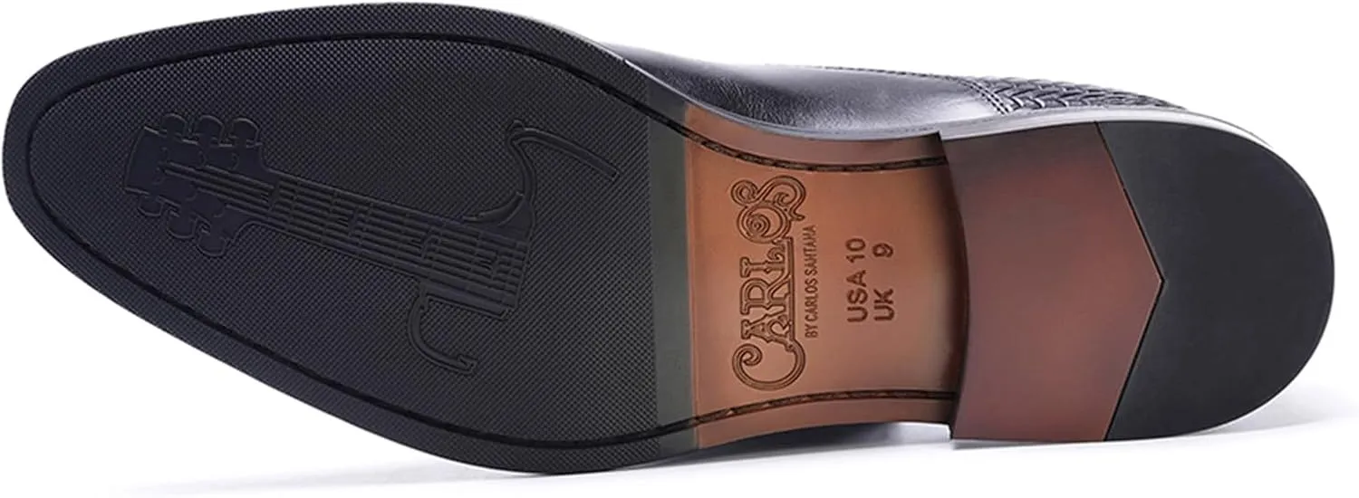 Carlos Santana Arlo Cap-Toe Oxford for Men | Full Grain Calfskin Leather | Slip Resistance | Rubber Outsole | Ortholite Leather Footbed | Full Leather Lining | Waxed Shoe Laces