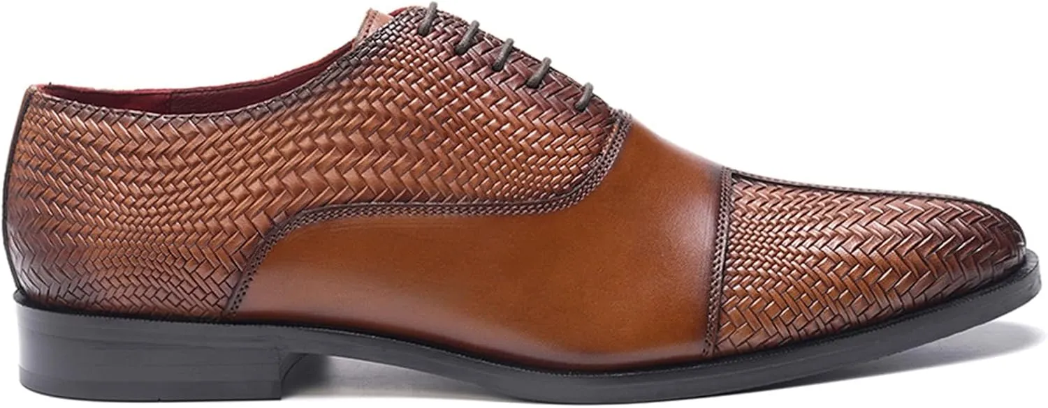 Carlos Santana Arlo Cap-Toe Oxford for Men | Full Grain Calfskin Leather | Slip Resistance | Rubber Outsole | Ortholite Leather Footbed | Full Leather Lining | Waxed Shoe Laces
