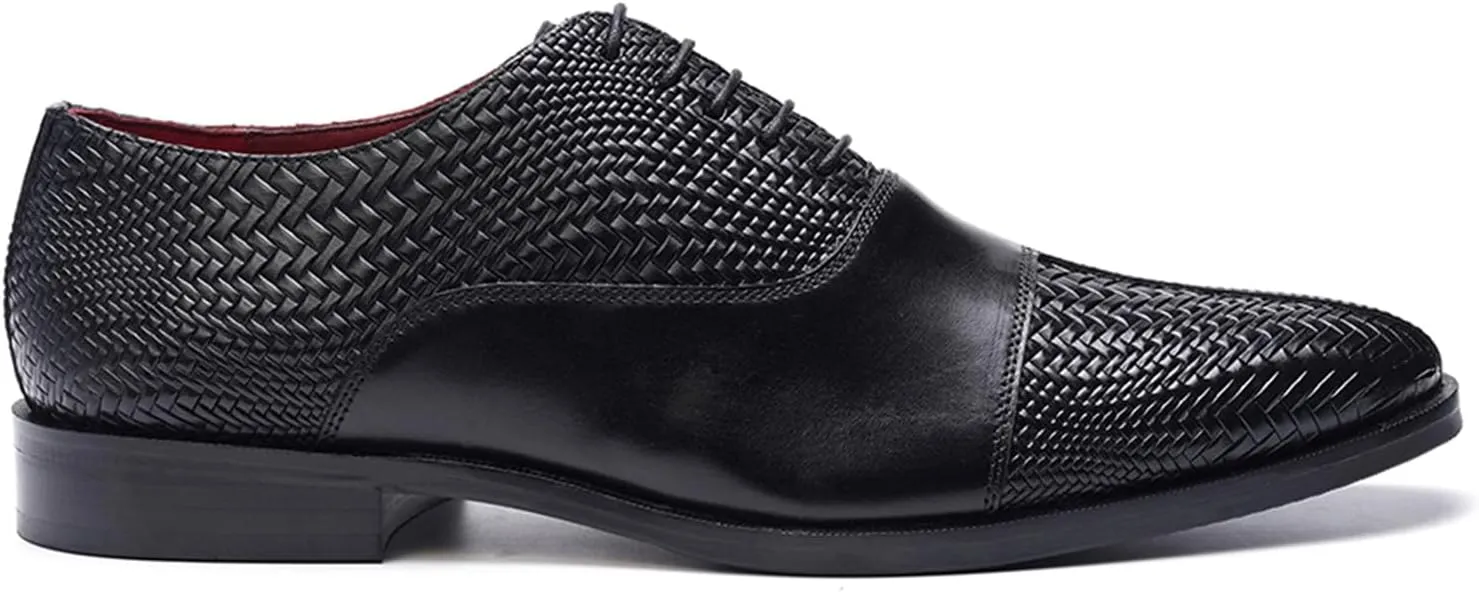 Carlos Santana Arlo Cap-Toe Oxford for Men | Full Grain Calfskin Leather | Slip Resistance | Rubber Outsole | Ortholite Leather Footbed | Full Leather Lining | Waxed Shoe Laces