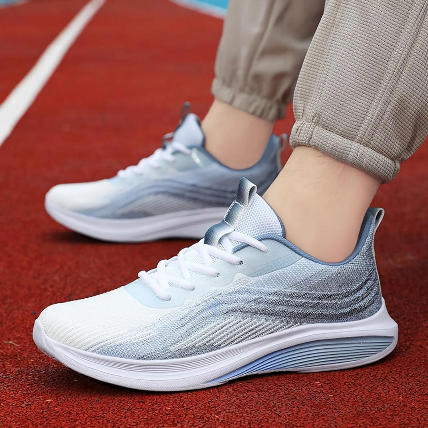 Casual Walking Shoes Men Casual Shoes New Pattern Color Matching Couple Lightweight and Non Slip Lace Up Mesh