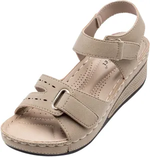 Cathalem Orthopedic Wedge Sandals for Women Summer Dressy Open Toe Ankle Strap Platform Sandals Comfortable Casual Low Wedges Sandals