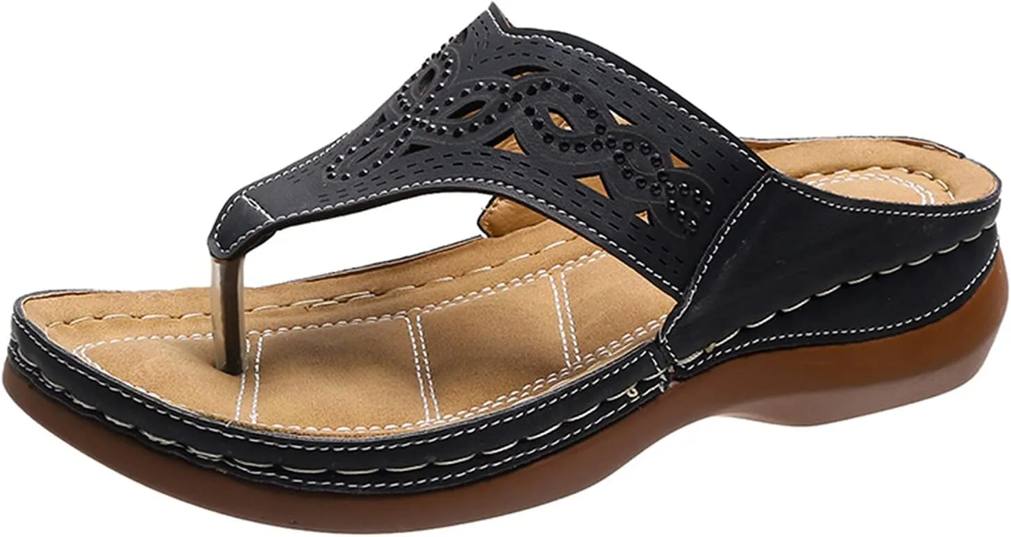 Cathalem Sandals For Women With Arch Support Wedge Sandals Close Toe Sandals Breathable Hollow Out Loaf Sandals Shoes