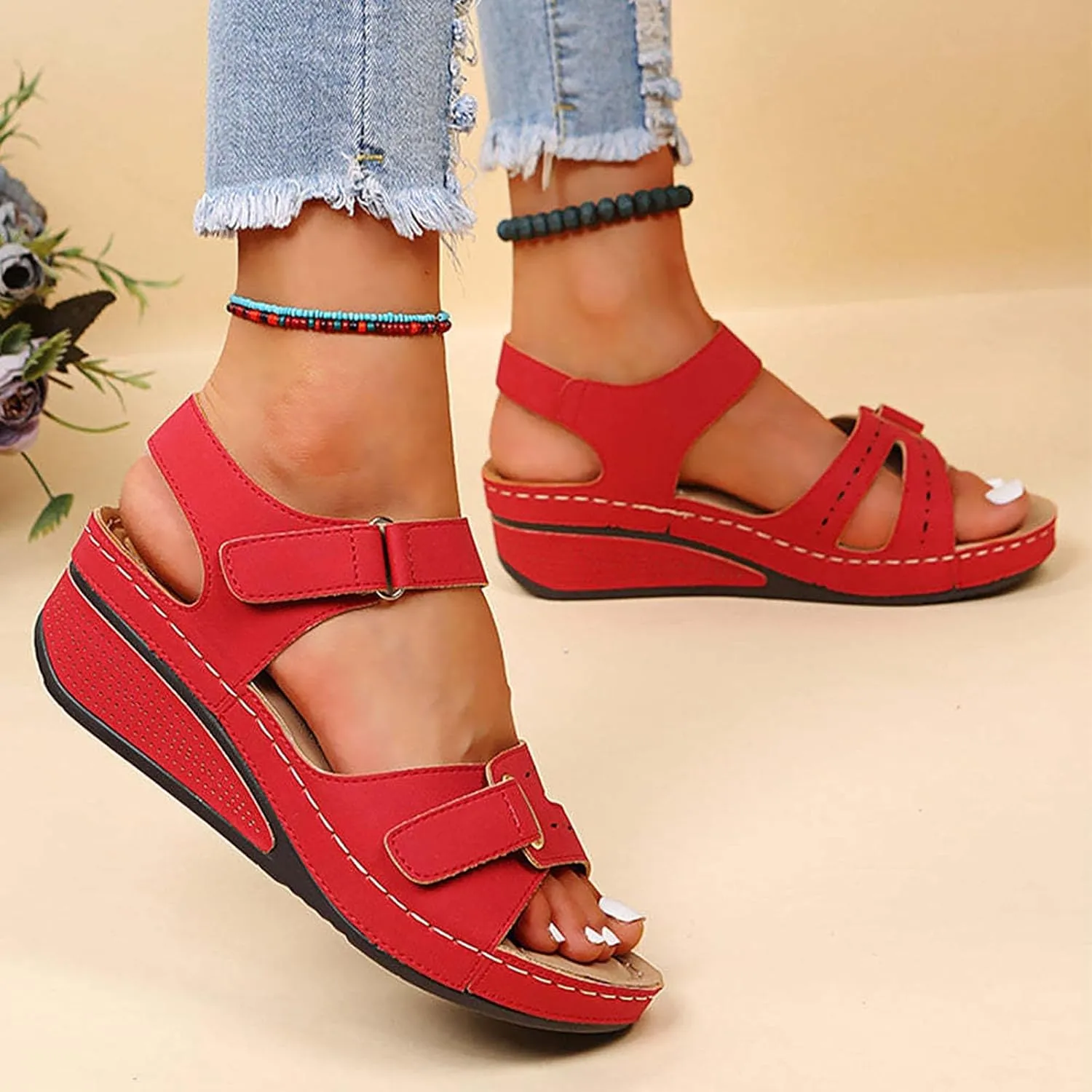 Cathalem Sandals Women Comfortable Womens Walking Sandals with Arch Support Anti-Slip Comfortable Sandals Casual Flip Flops