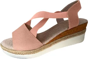 Cathalem Summer Sandals for Women 2024 Dressy Open Toe Ankle Strap Casual Low Heel Slip on Sandals Espadrille Sandals