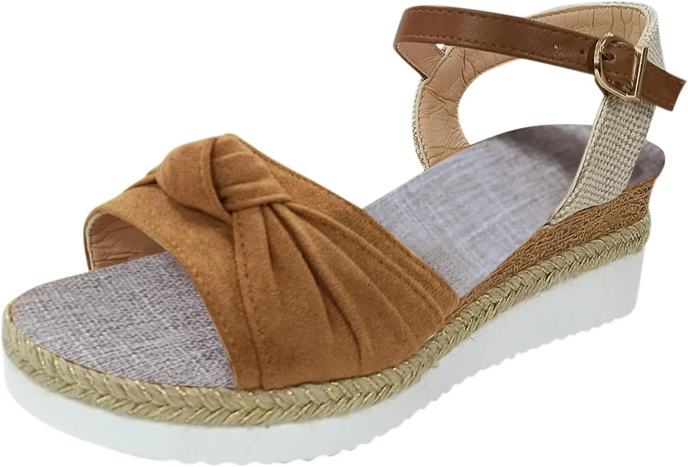 Cathalem Summer Sandals for Women 2024 Dressy Open Toe Ankle Strap Casual Low Heel Slip on Sandals Espadrille Sandals