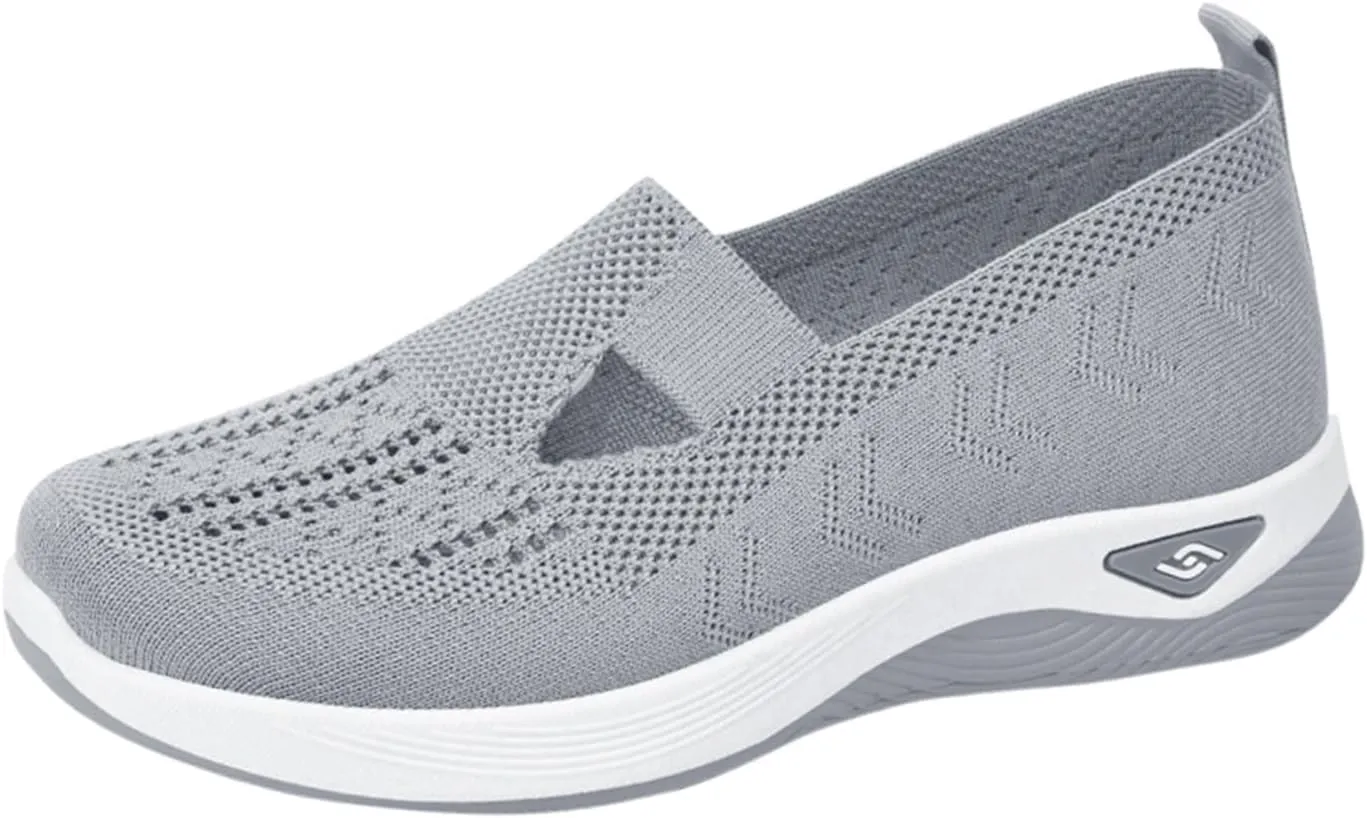 Cathalem Summer Sandals for Women 2024 Walking Slip on Diabetic Foam Shoes Hands Free Slip in Sneakers Arch Support
