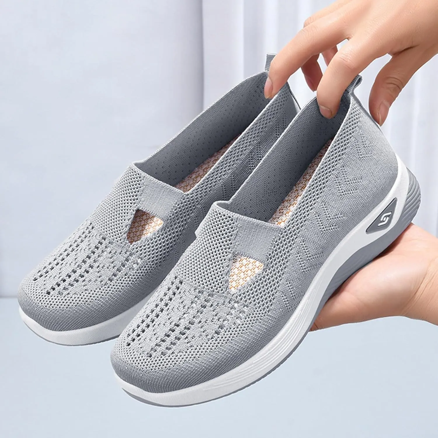 Cathalem Summer Sandals for Women 2024 Walking Slip on Diabetic Foam Shoes Hands Free Slip in Sneakers Arch Support