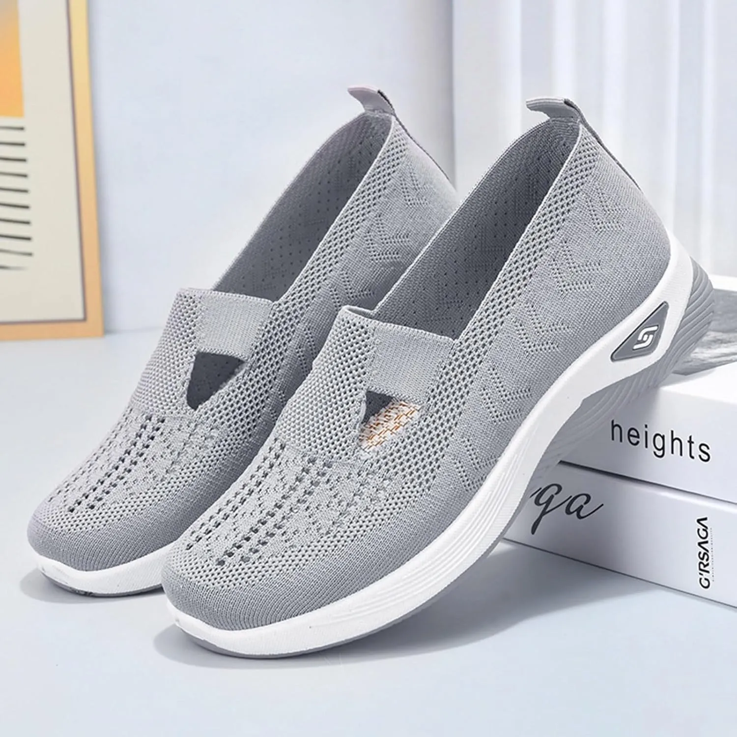 Cathalem Summer Sandals for Women 2024 Walking Slip on Diabetic Foam Shoes Hands Free Slip in Sneakers Arch Support