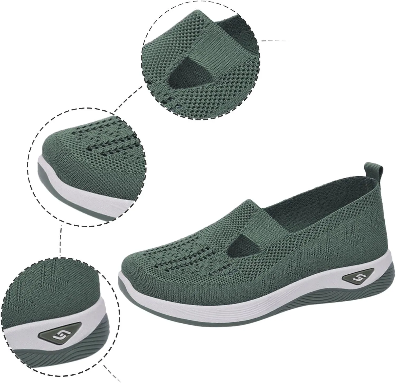 Cathalem Summer Sandals for Women 2024 Walking Slip on Diabetic Foam Shoes Hands Free Slip in Sneakers Arch Support
