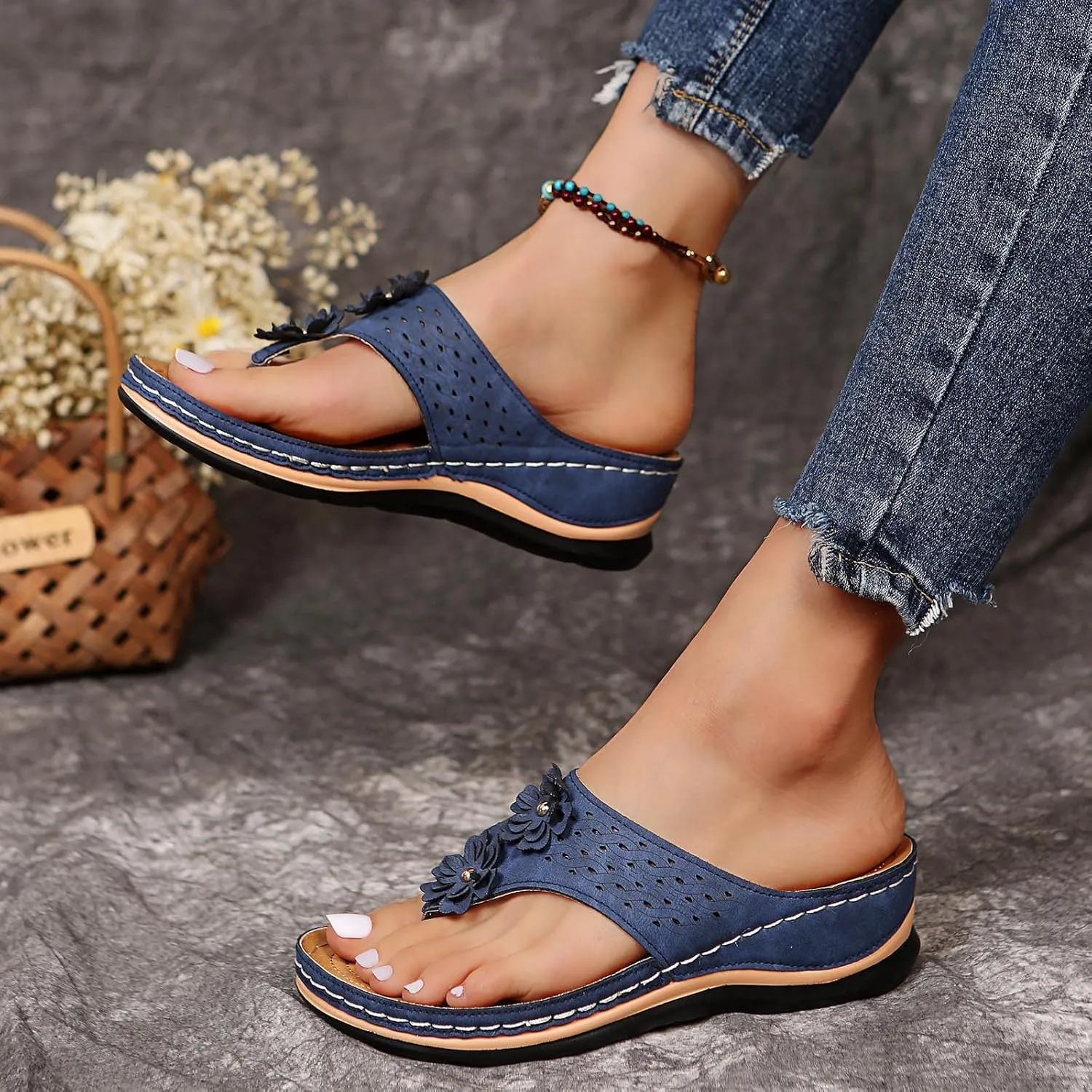 Cathalem Summer Sandals for Women 2024 Womens Walking Sandals with Arch Support Anti-Slip Comfortable Sandals