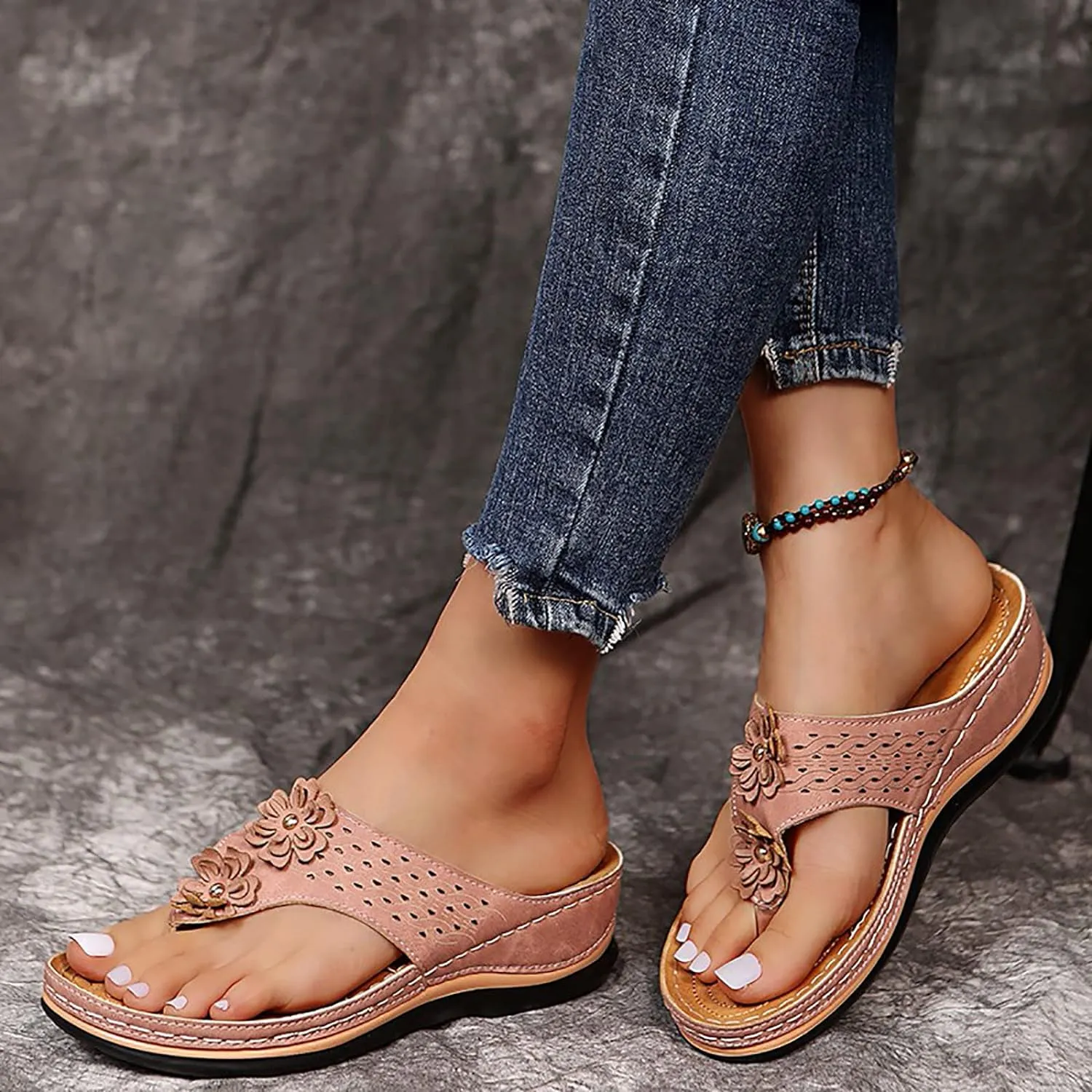 Cathalem Summer Sandals for Women 2024 Womens Walking Sandals with Arch Support Anti-Slip Comfortable Sandals