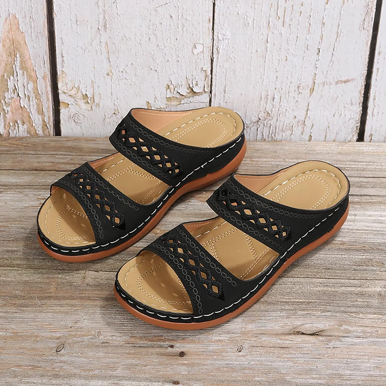 Cathalem Summer Sandals for Women 2024 Womens Walking Sandals with Arch Support Anti-Slip Comfortable Sandals