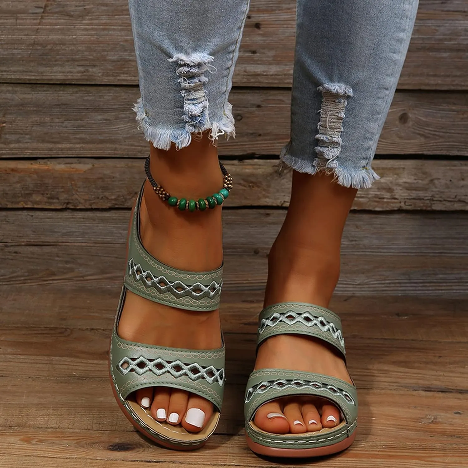 Cathalem Summer Sandals for Women 2024 Womens Walking Sandals with Arch Support Anti-Slip Comfortable Sandals