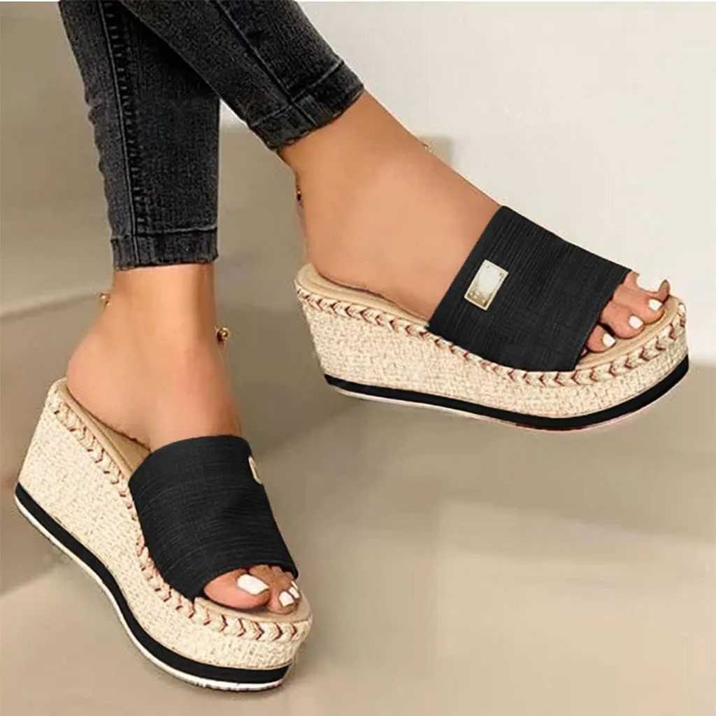 Cathalem Wedge Sandals for Women Fashion Casual Sandals Platform Summer High Heels Open Toe Espadrilles Sandals Slip on Shoes Women