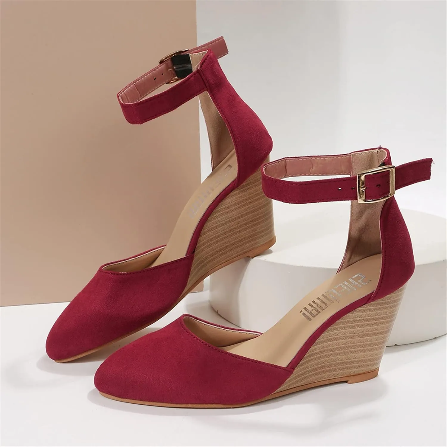 Cathalem Wedge Sandals for Womens Summer 2024 Closed Toe Sandals Women Casual Ankle Strap Closed Toe Espadrilles