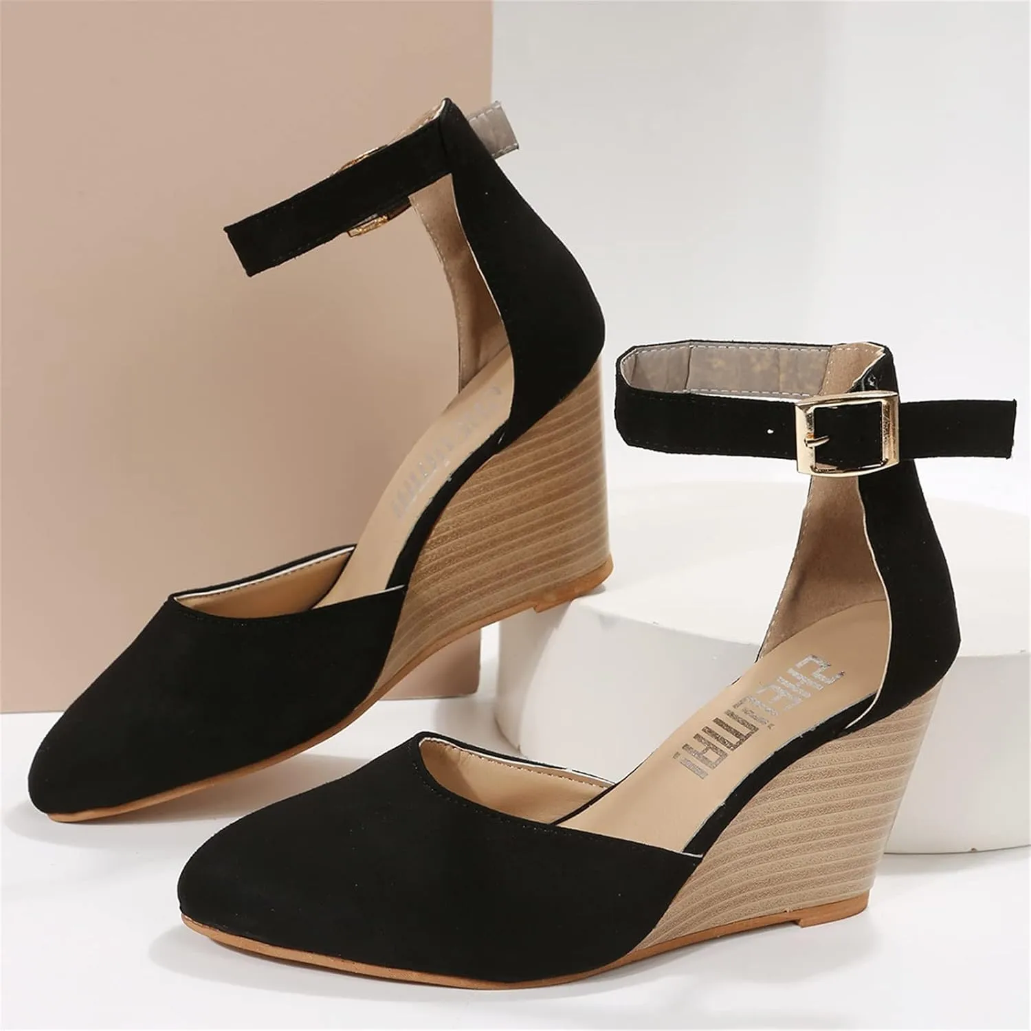 Cathalem Wedge Sandals for Womens Summer 2024 Closed Toe Sandals Women Casual Ankle Strap Closed Toe Espadrilles