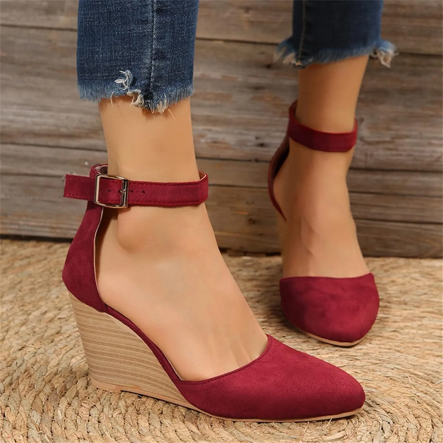 Cathalem Wedge Sandals for Womens Summer 2024 Closed Toe Sandals Women Casual Ankle Strap Closed Toe Espadrilles