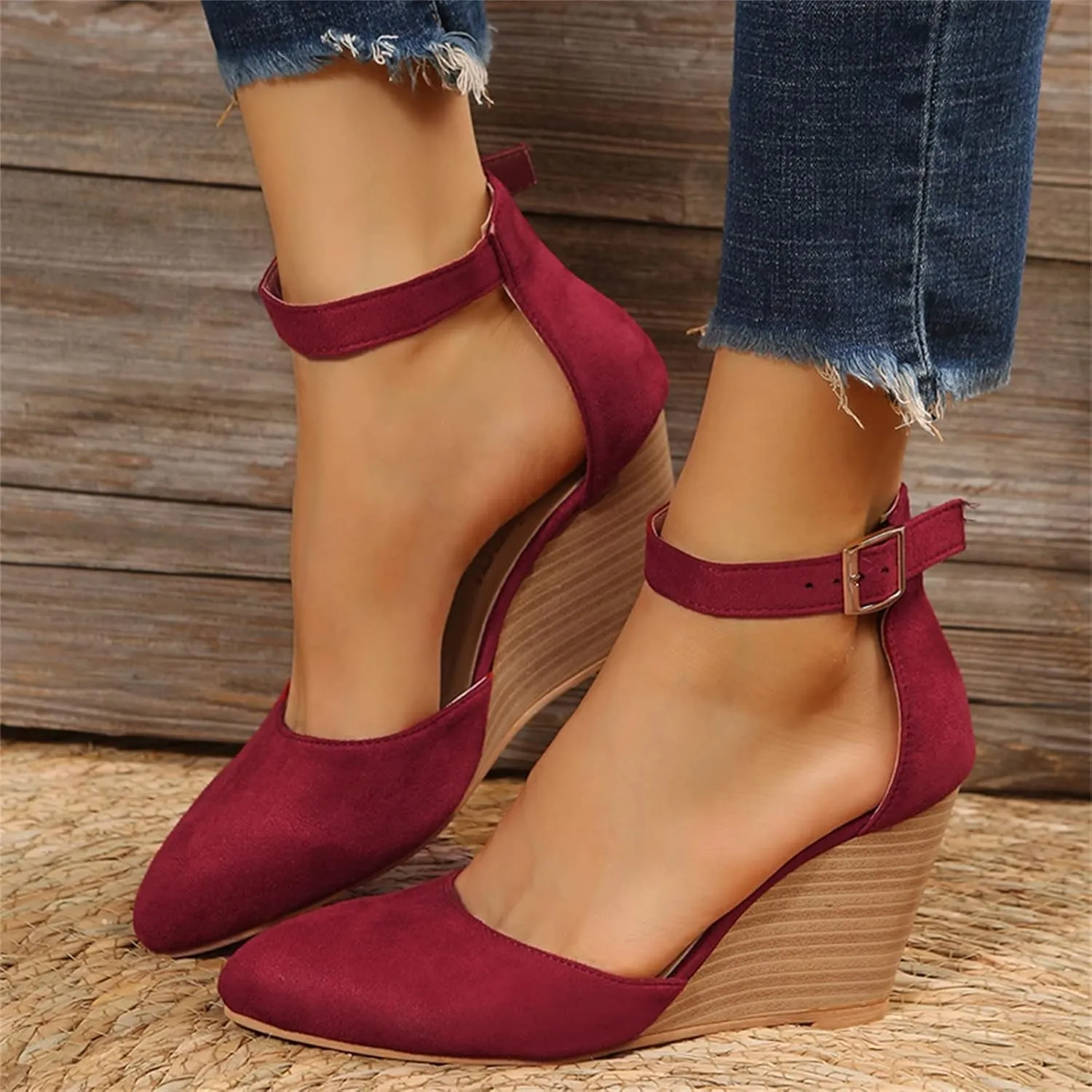 Cathalem Wedge Sandals for Womens Summer 2024 Closed Toe Sandals Women Casual Ankle Strap Closed Toe Espadrilles
